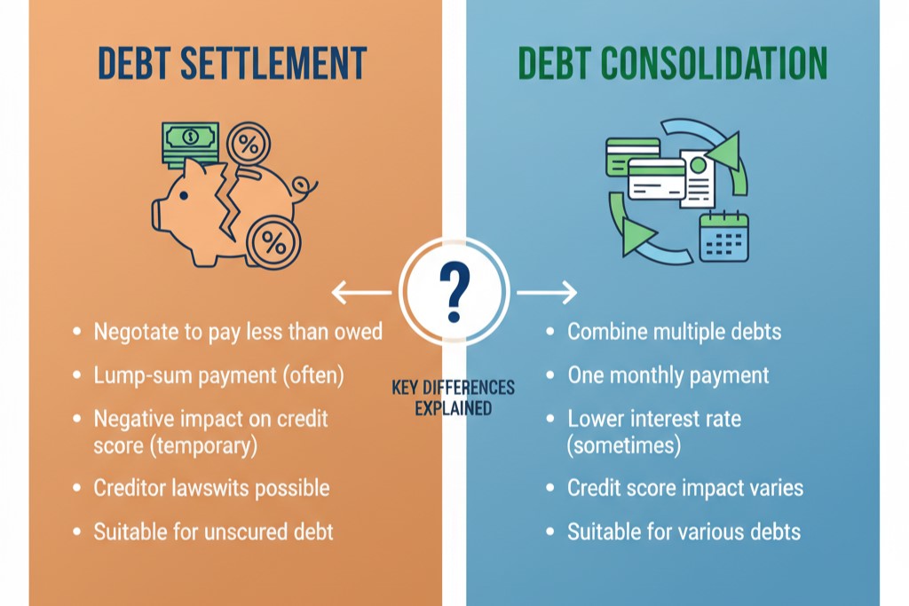 Debt Settlement vs Debt Consolidation: Key Differences Explained