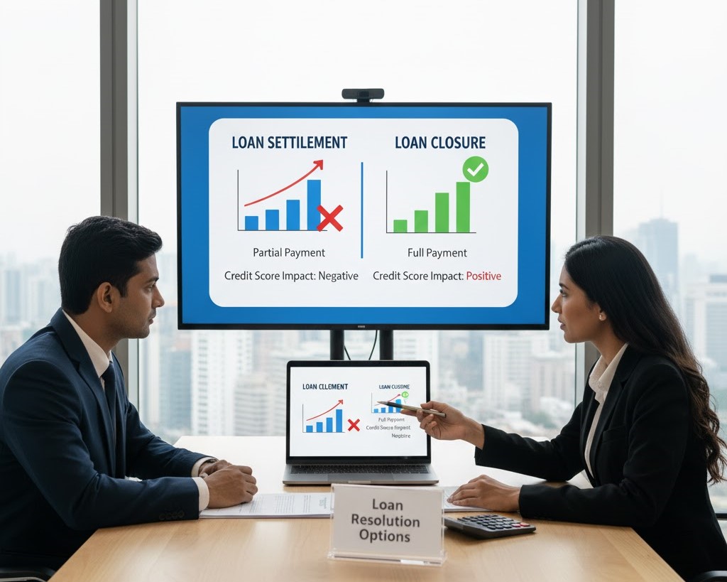 What is the difference between loan settlement and loan closure?