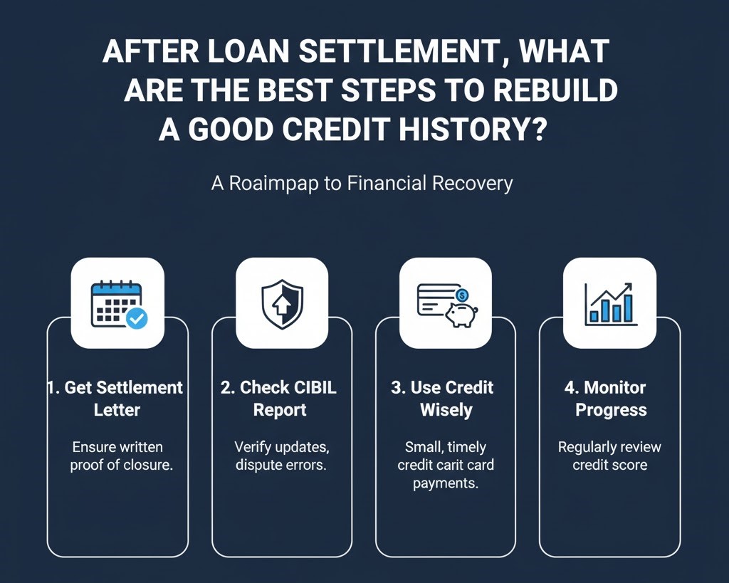 After loan settlement, what are the best steps to rebuild a good credit history?