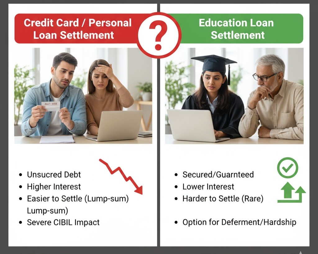 Can education loans also be settled like personal or credit card loans?