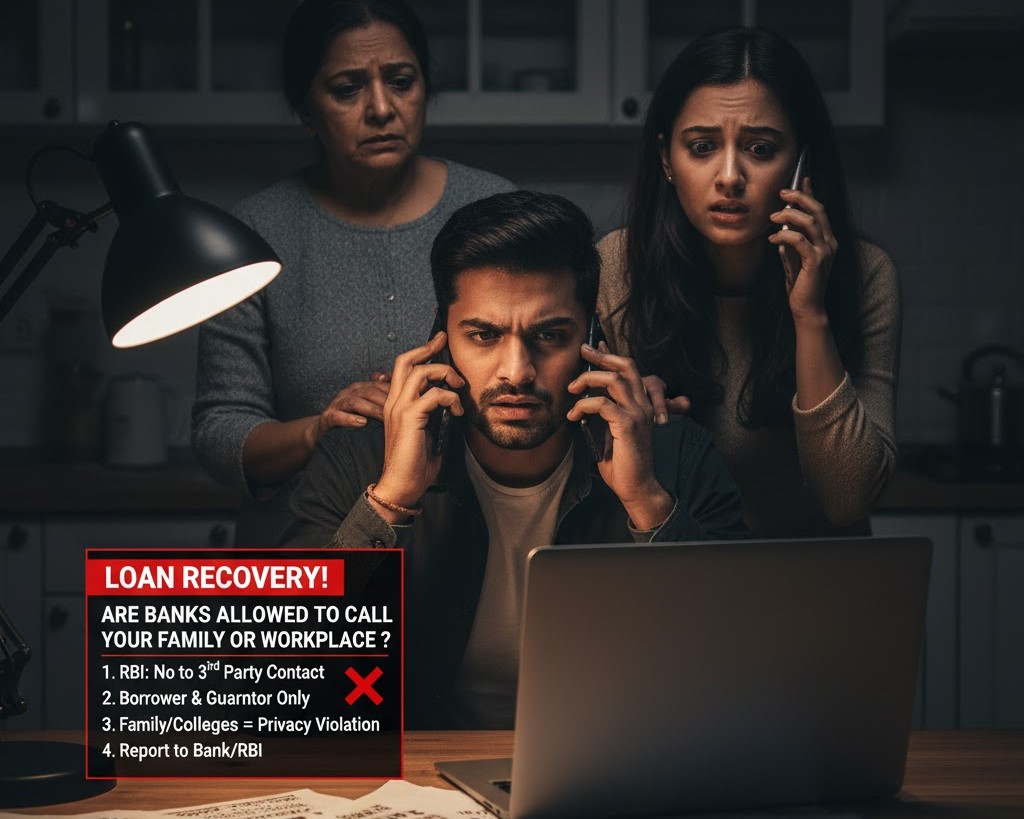 What can someone do if a bank calls their family or workplace about unpaid loans?